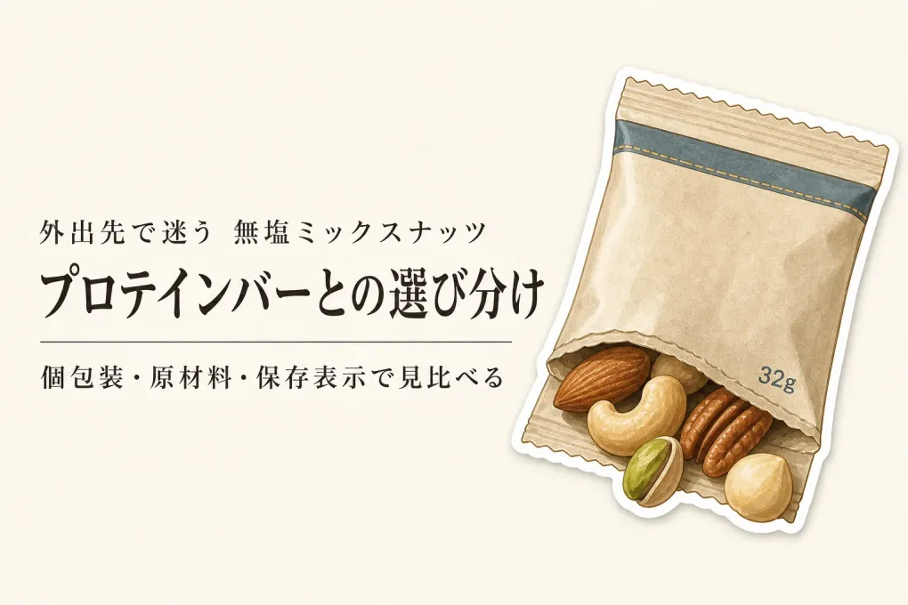 楽天でレビュー数が多い無塩ミックスナッツ＆高たんぱくプロテインバー比較｜外出先の間食を原材料・個包装で選ぶ