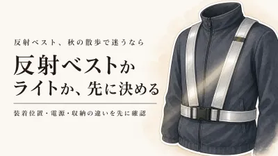秋の日没前に決める反射ベストとLEDクリップライト｜ウォーキングの装着位置・電池・収納で選ぶ