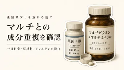 楽天でレビュー数が多い亜鉛サプリとマルチビタミンを比較｜一日摂取目安・原材料・アレルゲン表示で重複を確認